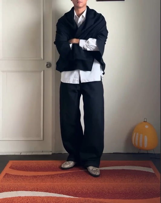 Black Batwing Sleeve Cardigan For Men