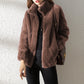 Double Faced Fleece High Neck Cardigan For Women