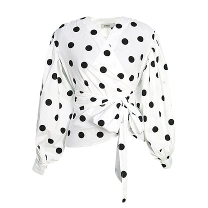 Women's Balloon Sleeves  Polka Dot Blouse