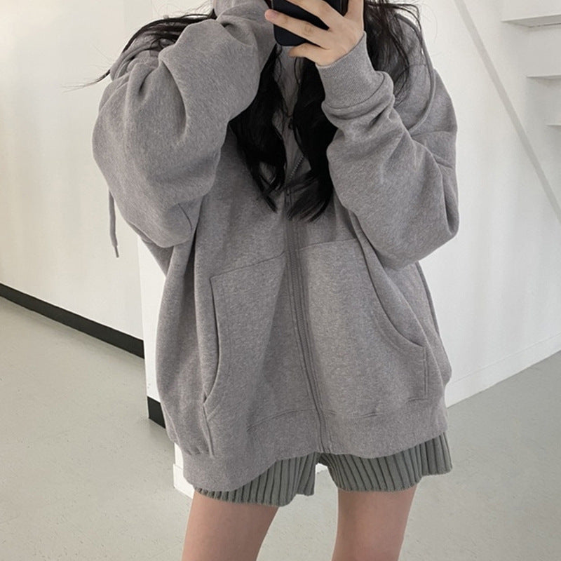 Loose Thickened Plus Fleece Hoodie For Women