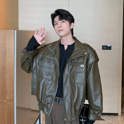 Men's Biker Faux Leather Jacket