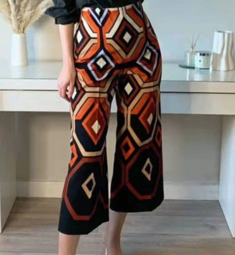 Geometric Wide Legs Pants