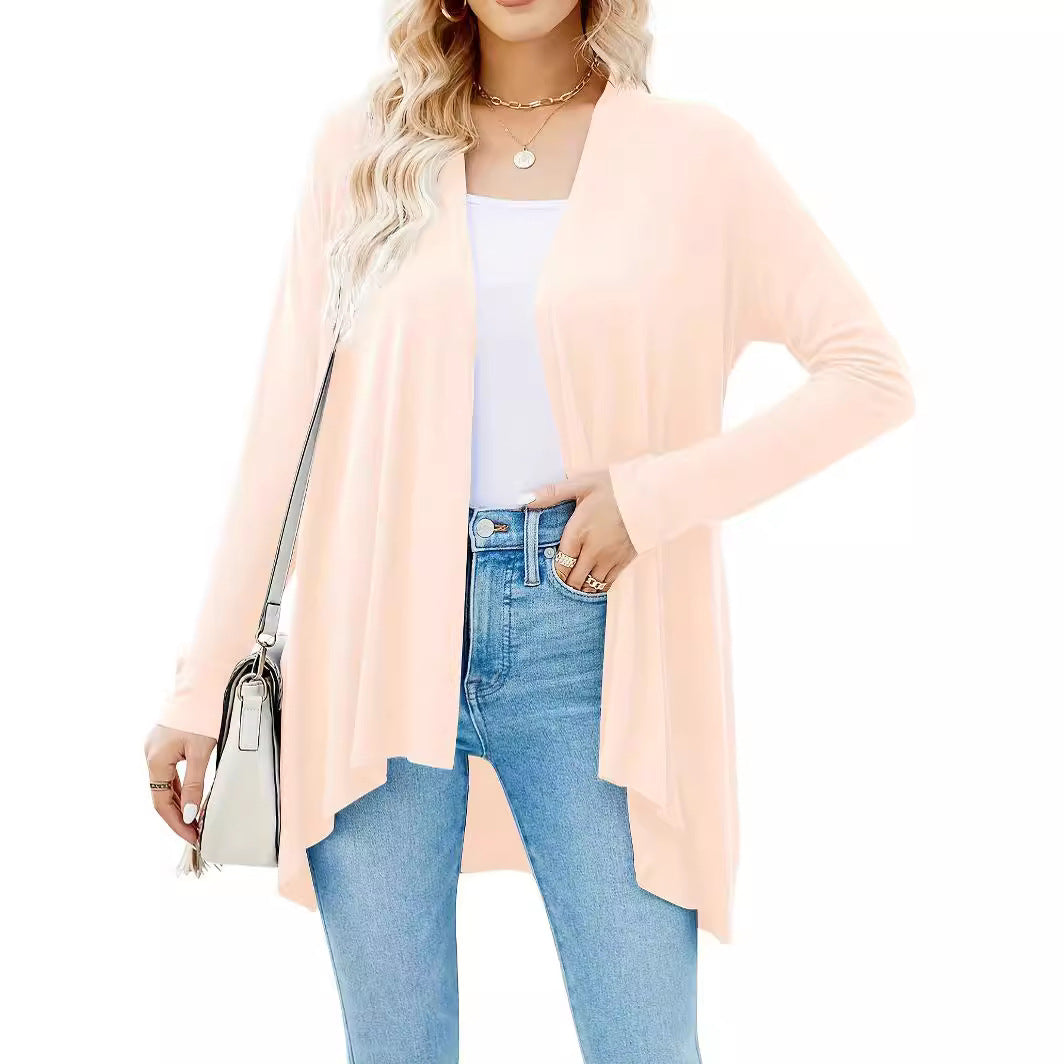 Solid Color Cardigan For Women