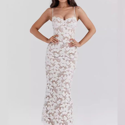 Women's White Suspender Dress