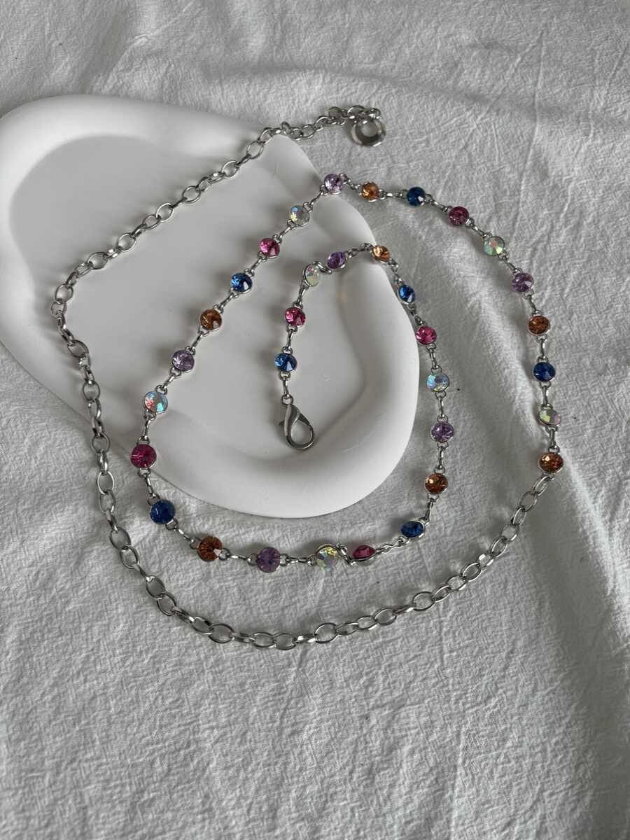 Colorful Rhinestone Waist Chain