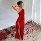 Women's Satin One-shoulder Split Dress