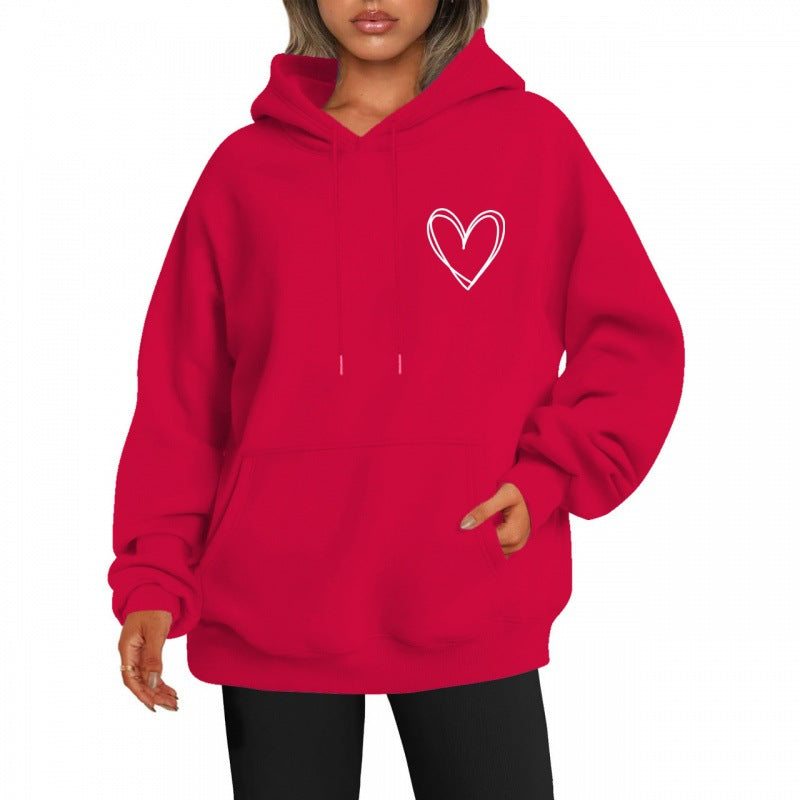 Brushed American Style Casual Hoodie For Women