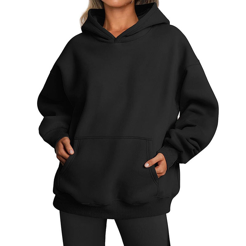 Solid Color Oversized Hoodie For Women