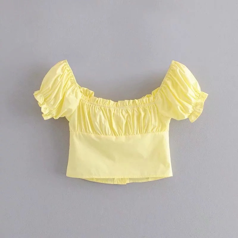 Bubble Sleeve Midriff Top