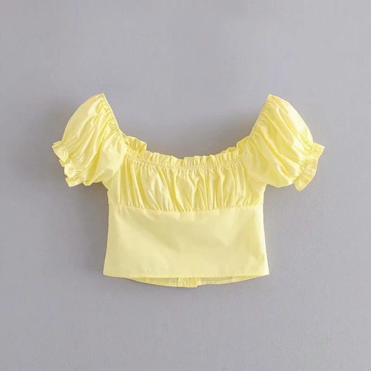 Bubble Sleeve Midriff Top