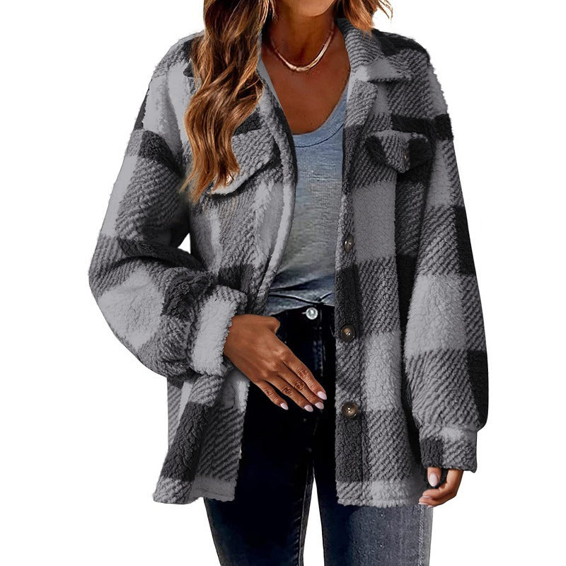 Women's Button Plush Coat
