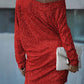 Fashion Oblique Shoulder Sequins Dress Ins Long-sleeved Dresses For Party Women's Clothing