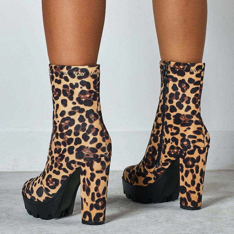 Chunky Heel Short Tube Boots