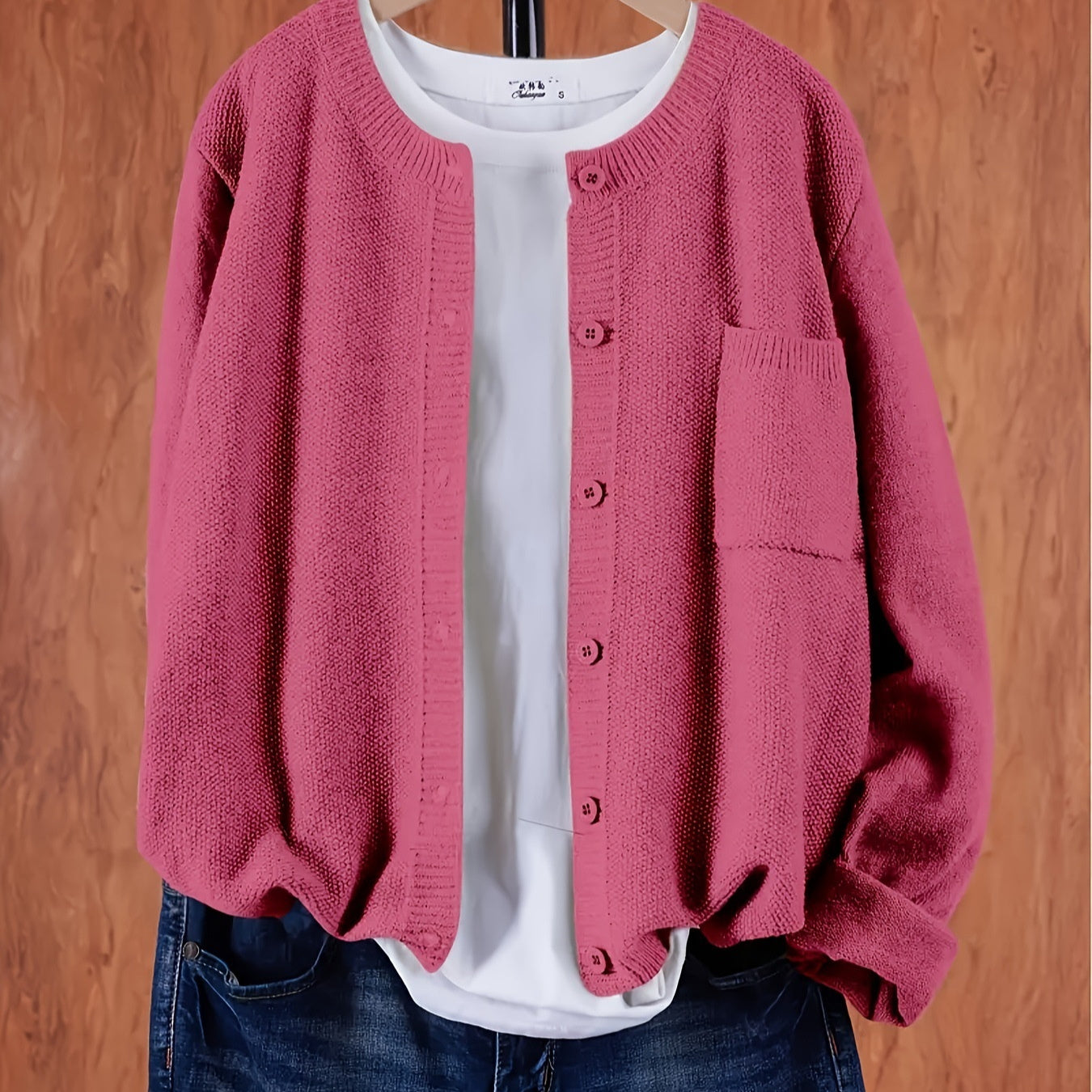 Pure Color Warm Knitted Cardigan For Women