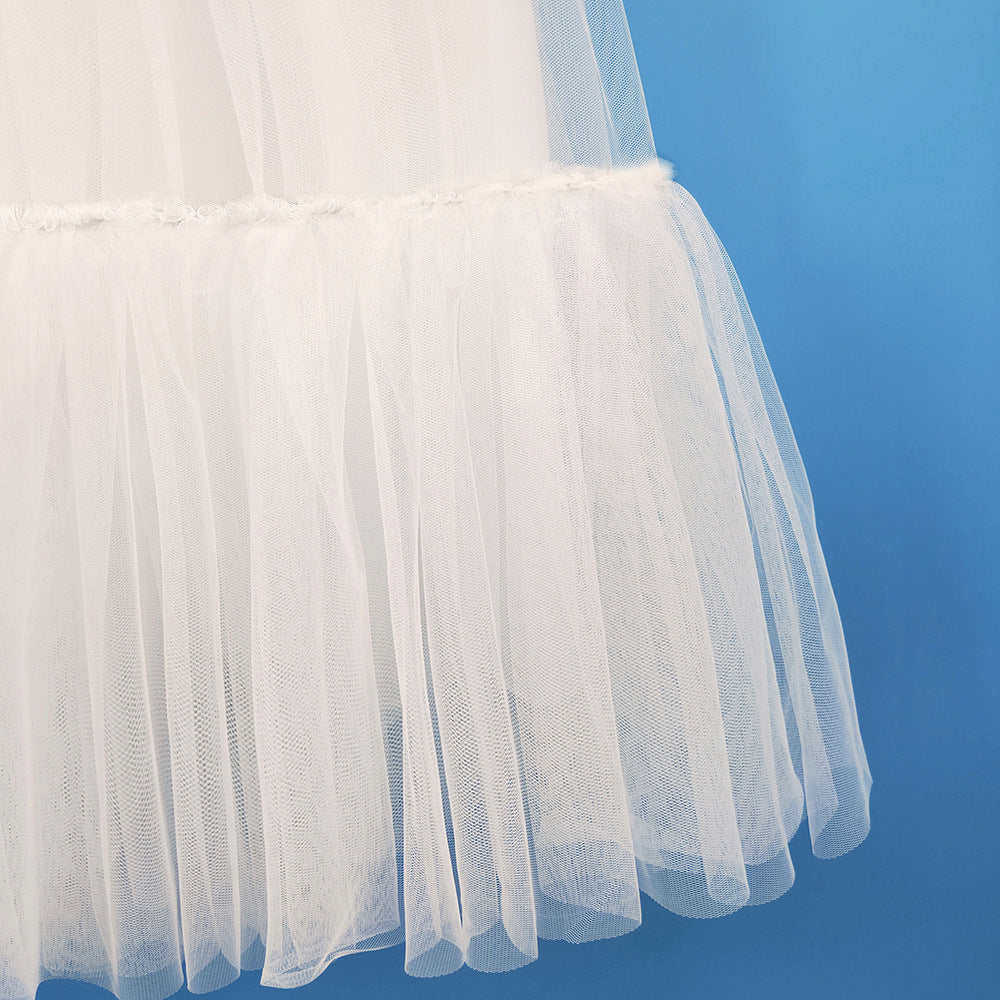 Girl's Flying Sleeve White Dress