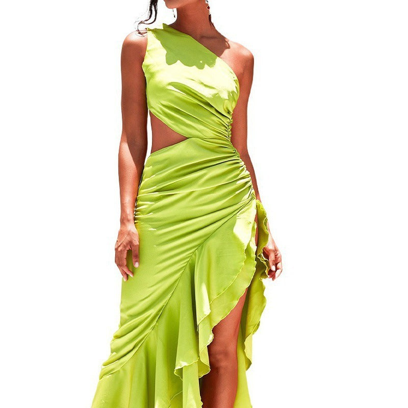 Pleated Irregular Long Dress