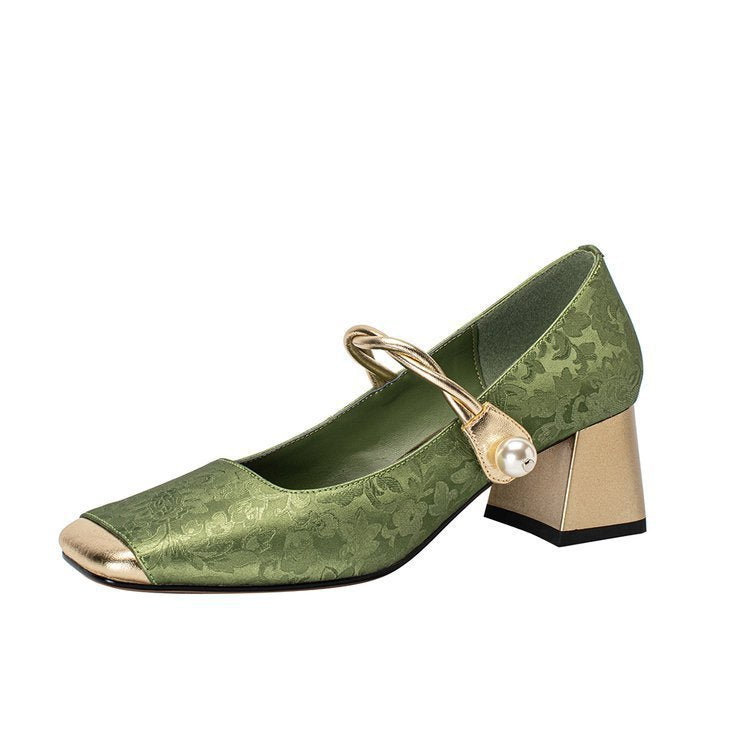 French Lux Embossed Silk Heels