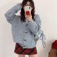 Loose Soft Cover Horn Button Knitted Cardigan For Women