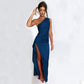 Women's Satin One-shoulder Split Dress
