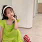 Girls Flounced Sleeve Ruffles Bow Dress
