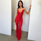 See Through Halter Back Jumpsuit