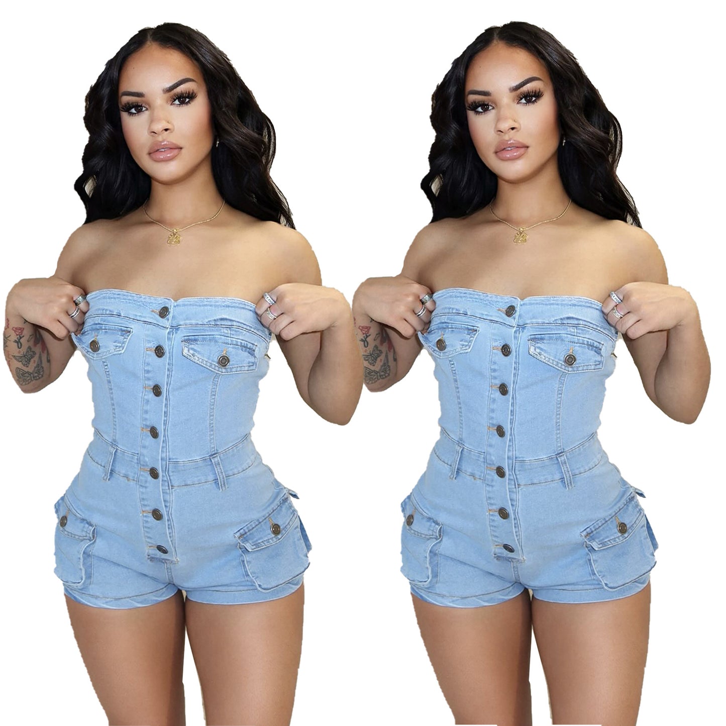 Denim Tube Top Jumper