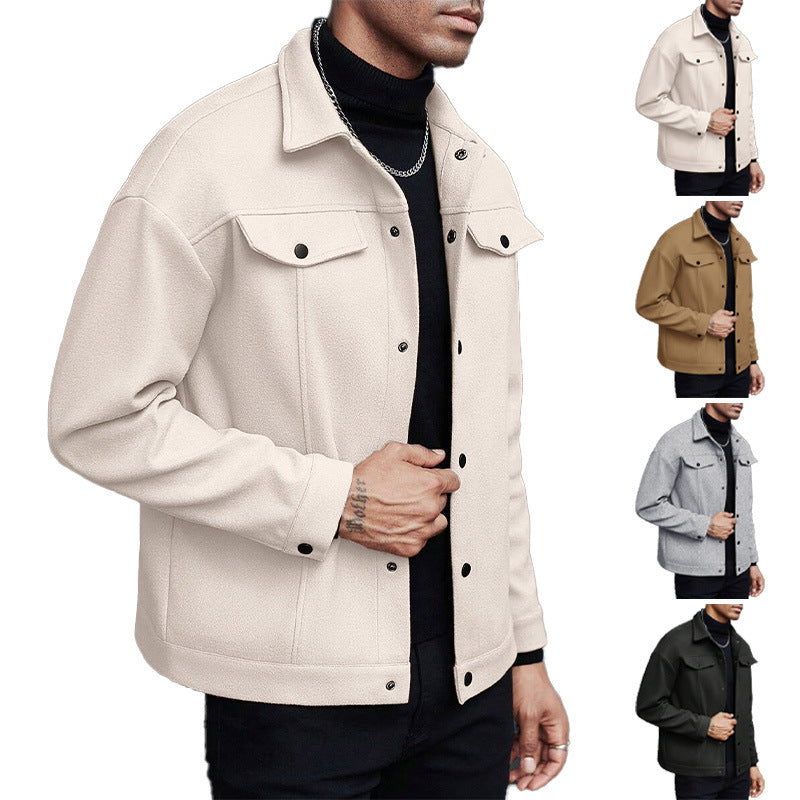 Men's Lapel Woolen Casual Sports Jacket