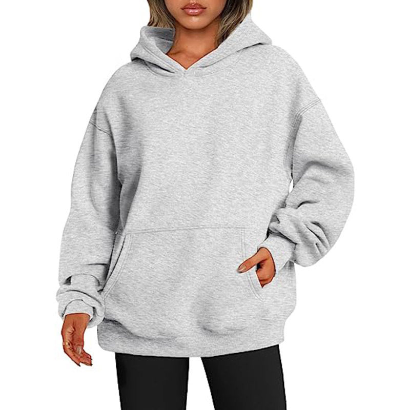 Solid Color Oversized Hoodie For Women