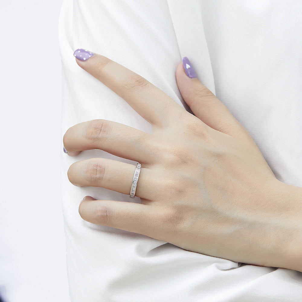 Sterling Silver Diamond-studded Ring
