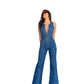Retro High Waist Denim Jumpsuit