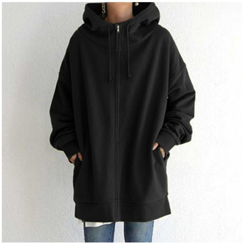 Oversized Long Sleeve Zipper Hoodie For Women