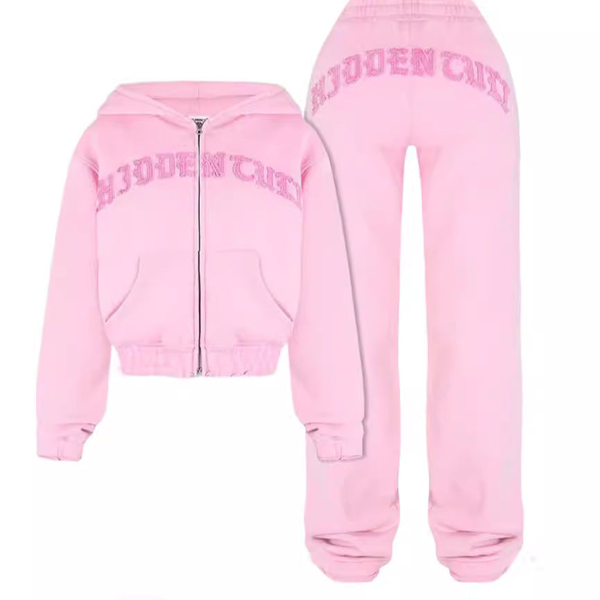 2 Piece Cropped Hooded Sweatsuit