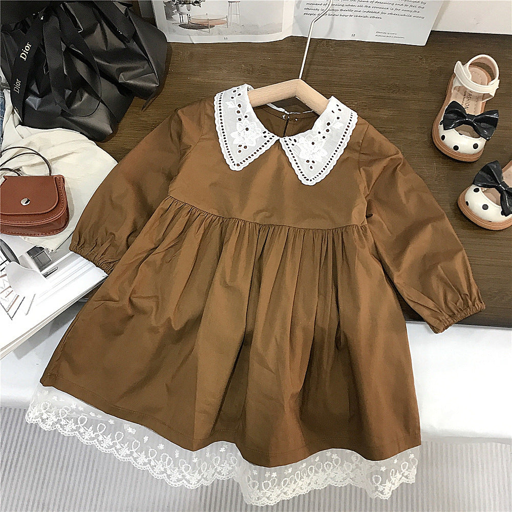 Girls' Lace Collar Cotton Dress