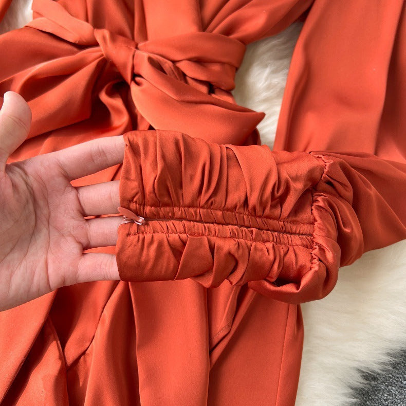 Ladies Long Sleeve Ruffles Dress