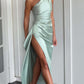 Women's Satin One-shoulder Split Dress