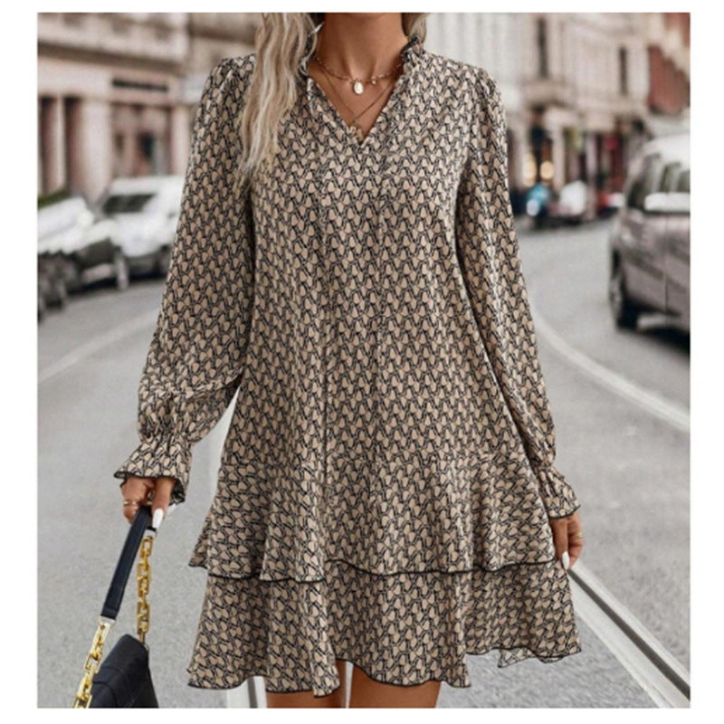 Ladies Bohemian V-Neck Dress