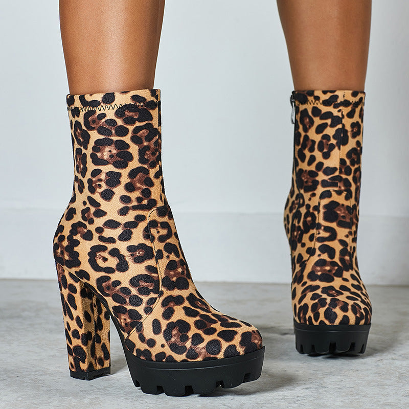 Chunky Heel Short Tube Boots