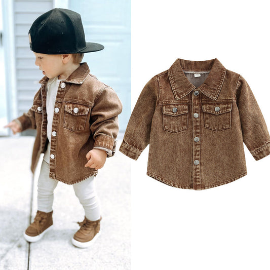 Unisex Toddlers Long Sleeve Denim Shirt
