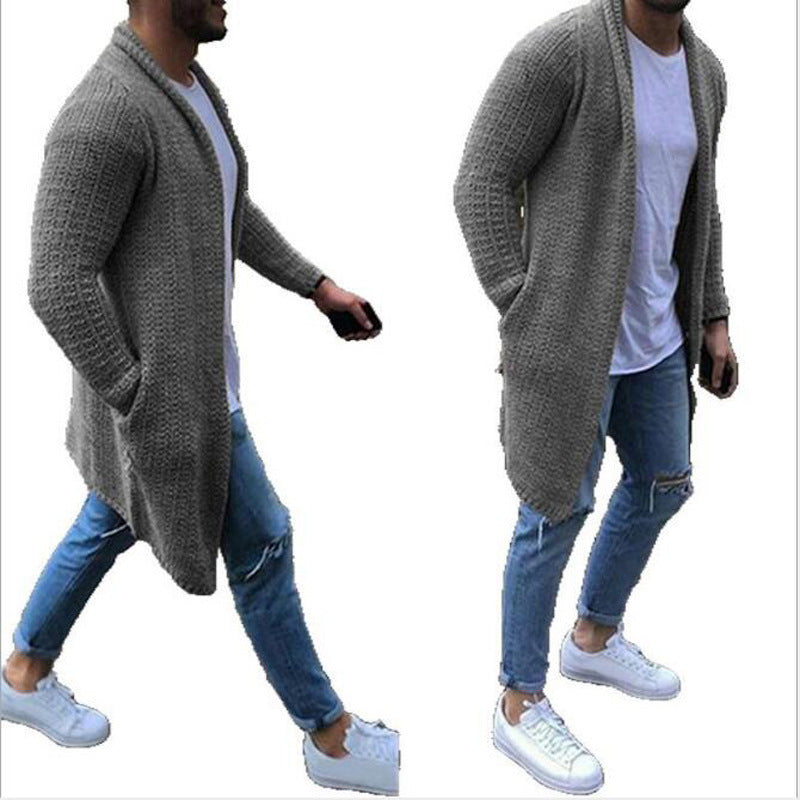 Plus Size Solid Color Sweater Cardigan For Men