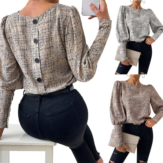 Women's Retro Button Back Blouse