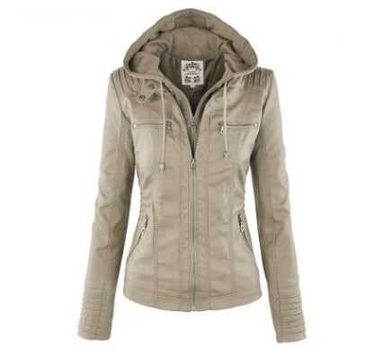 Leather/PU Detachable Hooded Jacket