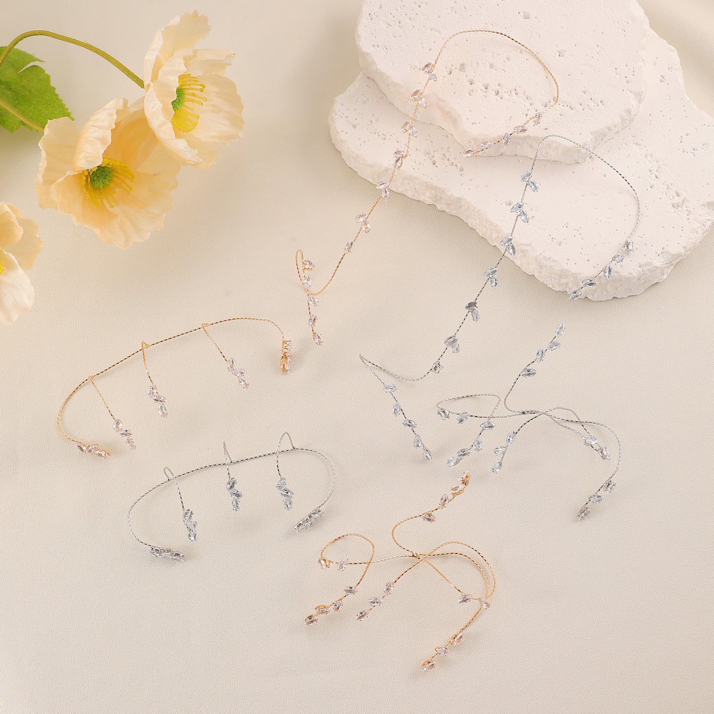 Zircon Leaves Finger Chain