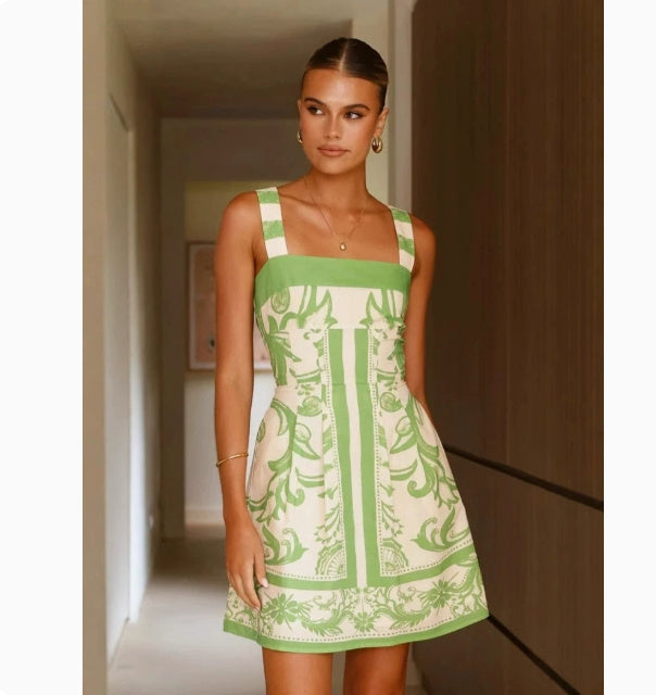 Women's Printed Suspender Dress | Ajanka Inc.