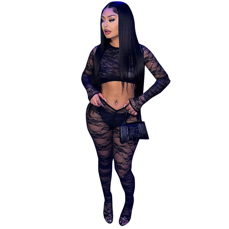 Midriff-baring Lace Jumpsuit