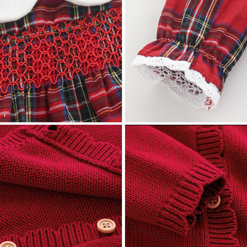Girls Checked Dress Set