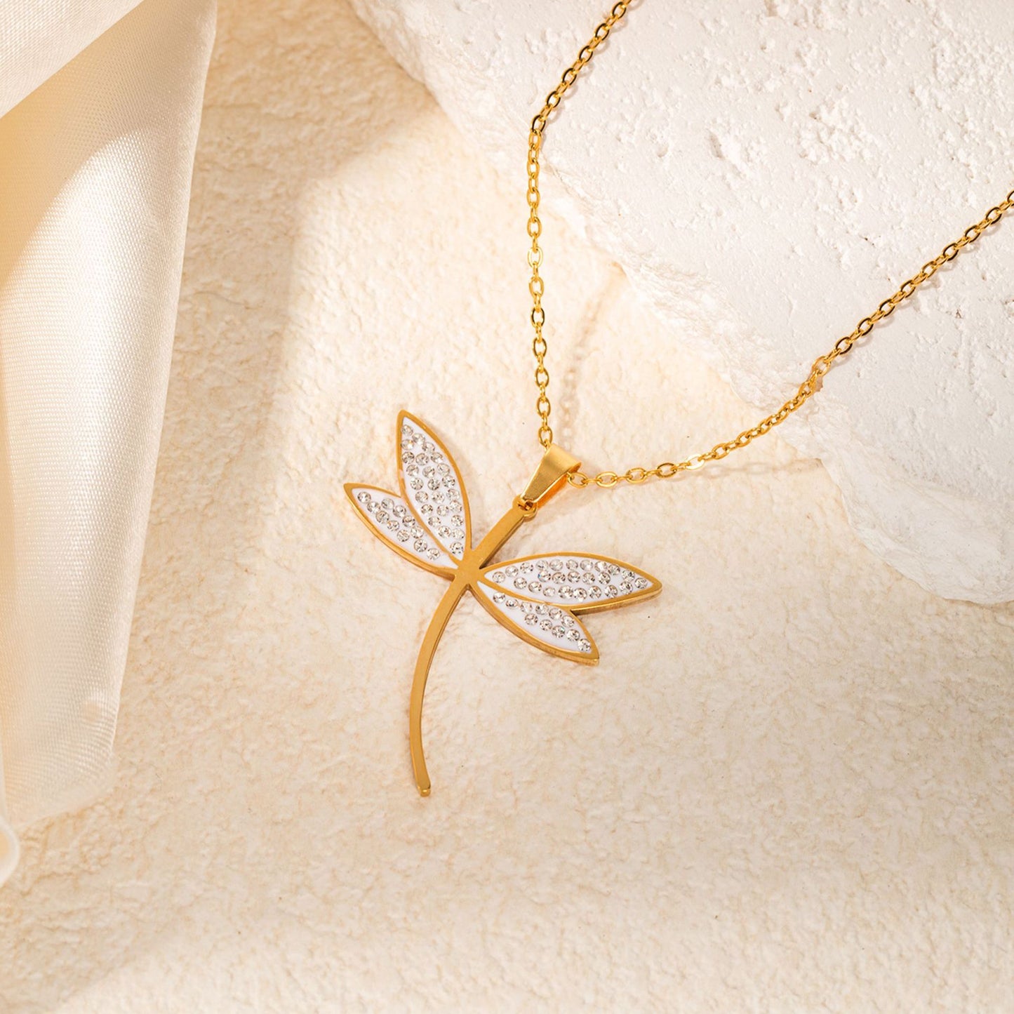 Dragonfly Titanium Steel Micro Rhinestone  Set