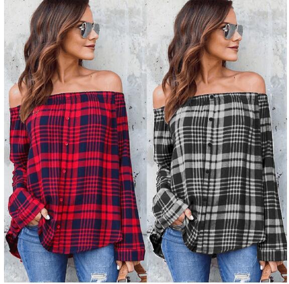 Off the Shoulders Plaid Top