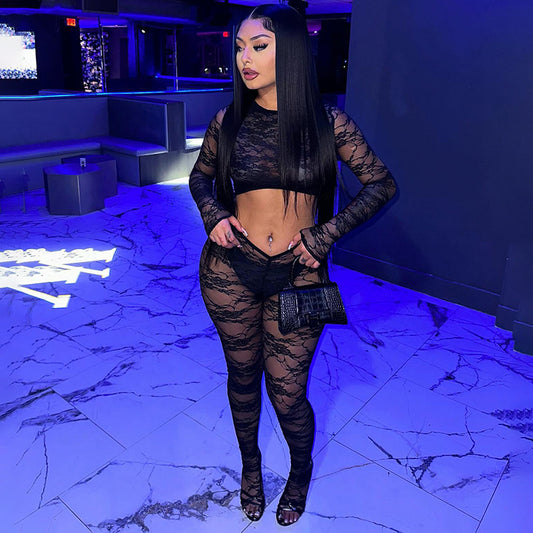 Midriff-baring Lace Jumpsuit