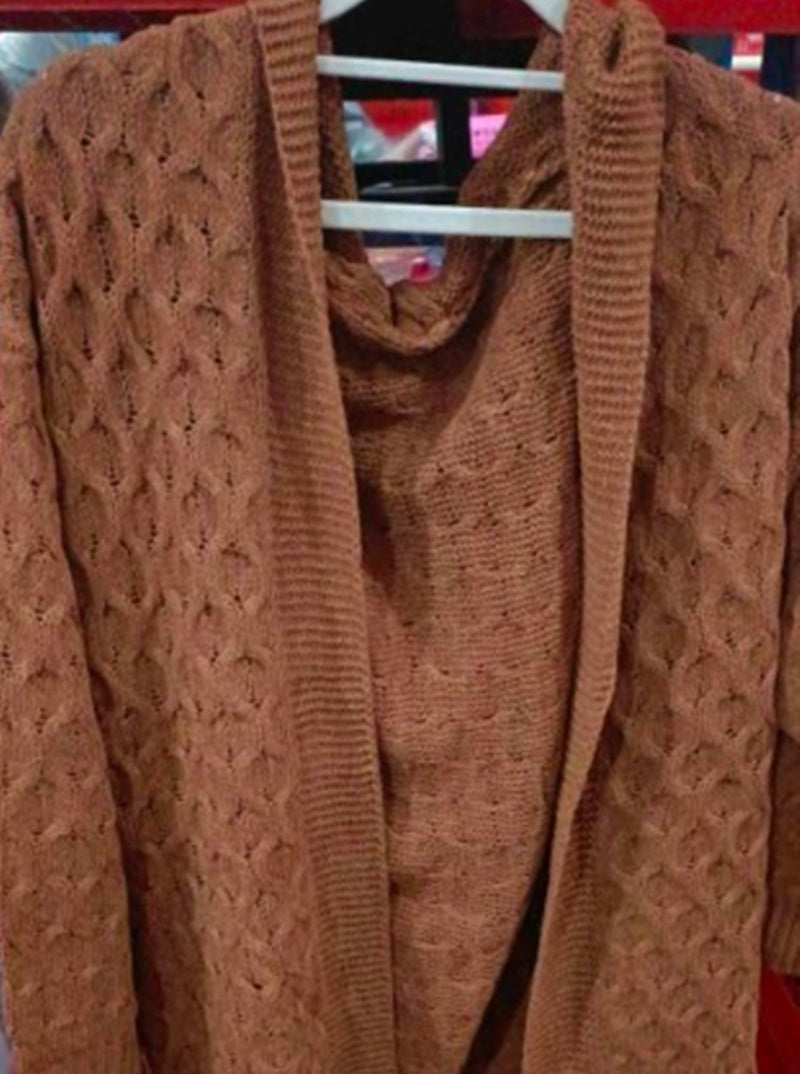 Winter Thick Warm Hooded Knitted Cardigan For Women