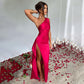Women's Satin One-shoulder Split Dress